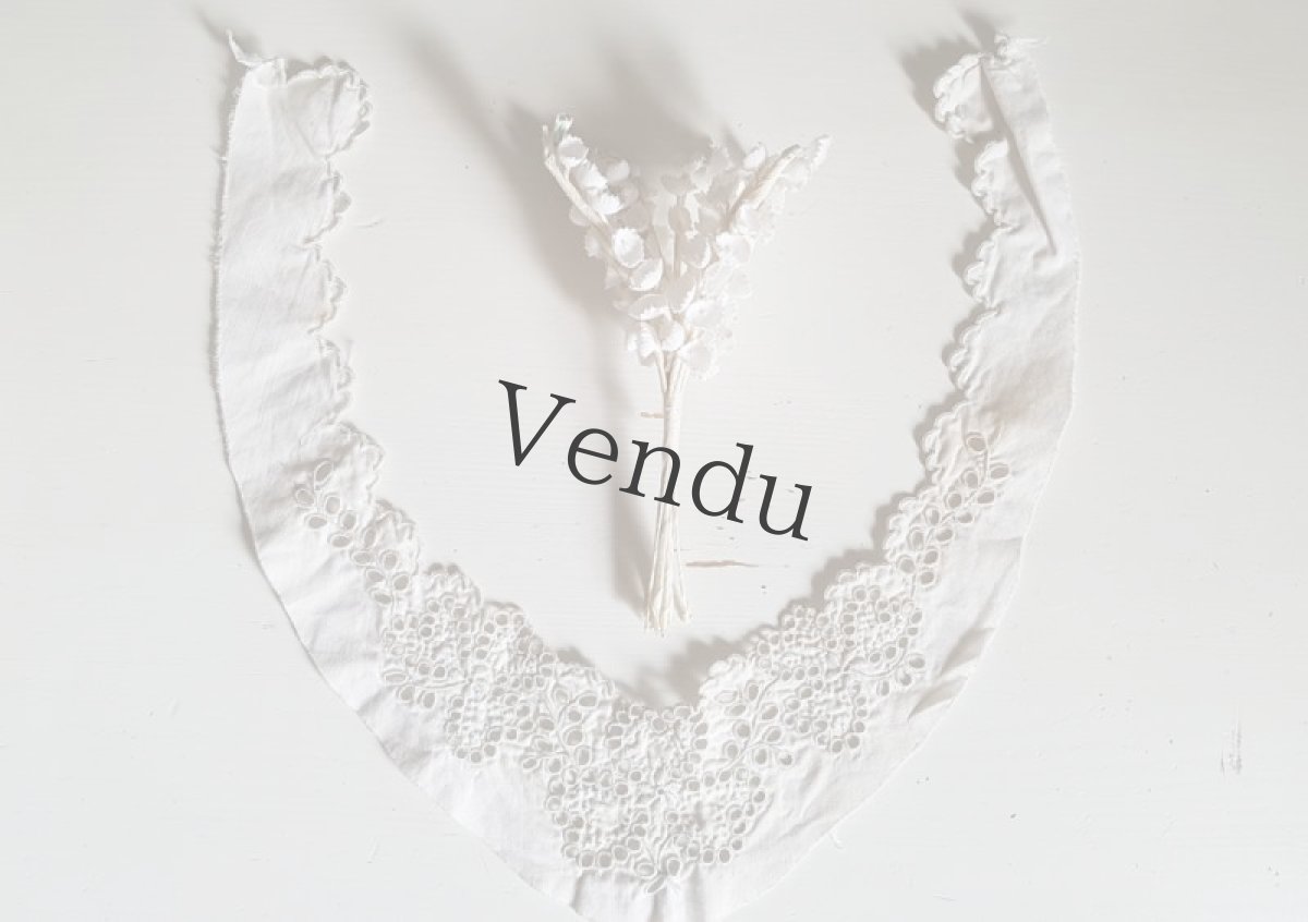 画像5: フランスアンティーク　デコルテ刺繍パーツ (5)
