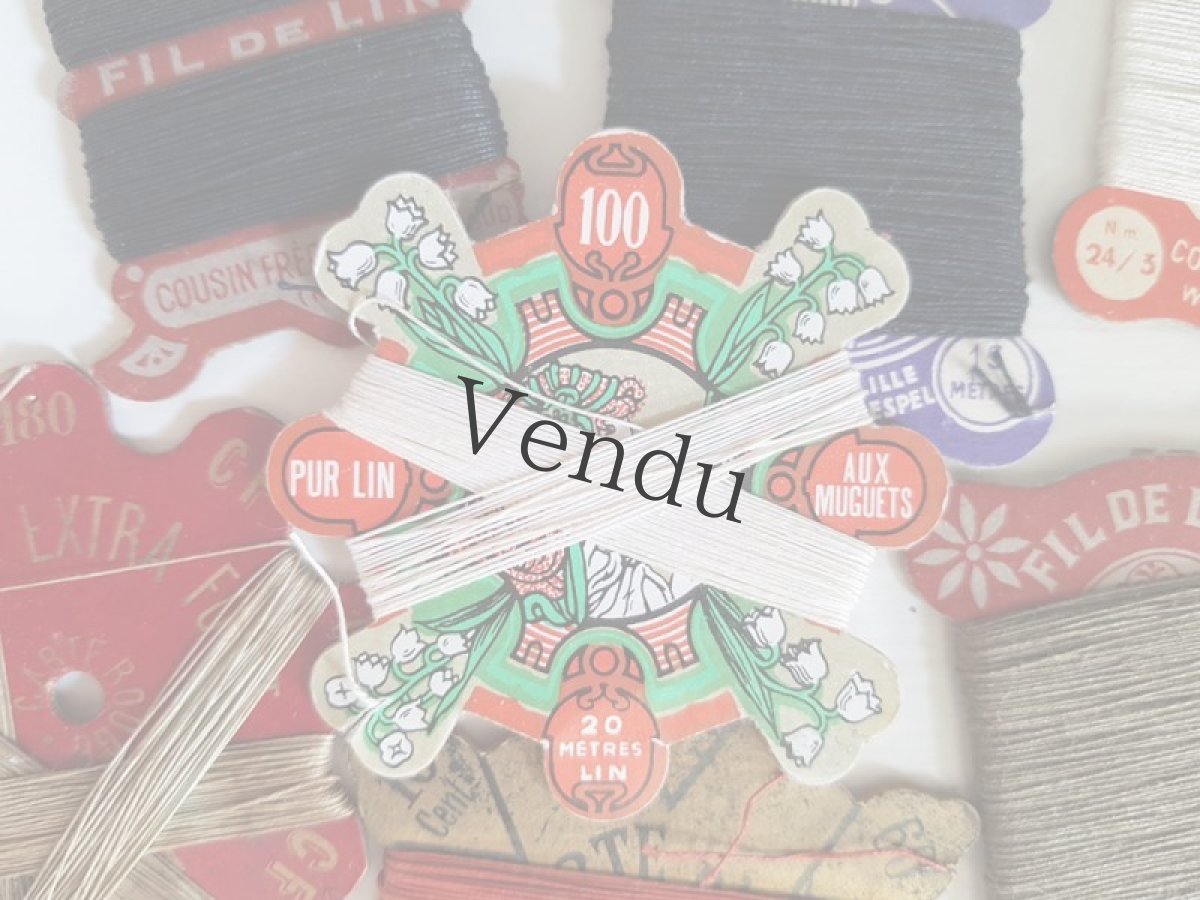 画像4: フランスアンティーク　鈴蘭のリネン糸巻き100 (4)