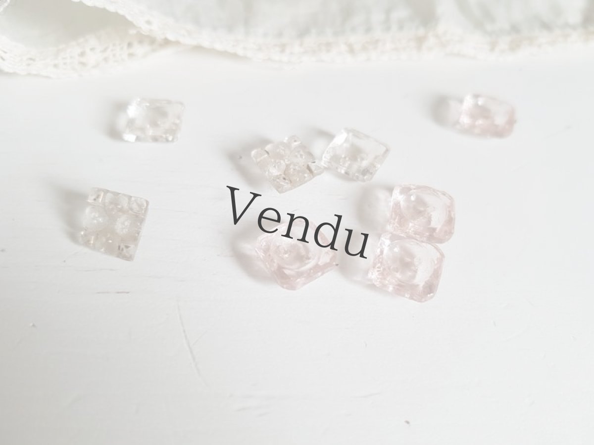 画像2: フランスアンティーク　スクエア型ガラスボタン3種セット 8-9mm (2)