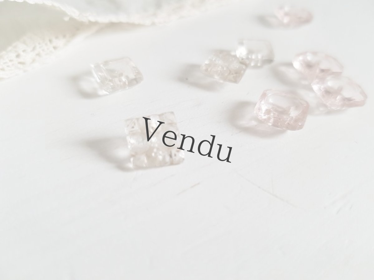 画像3: フランスアンティーク　スクエア型ガラスボタン3種セット 8-9mm (3)