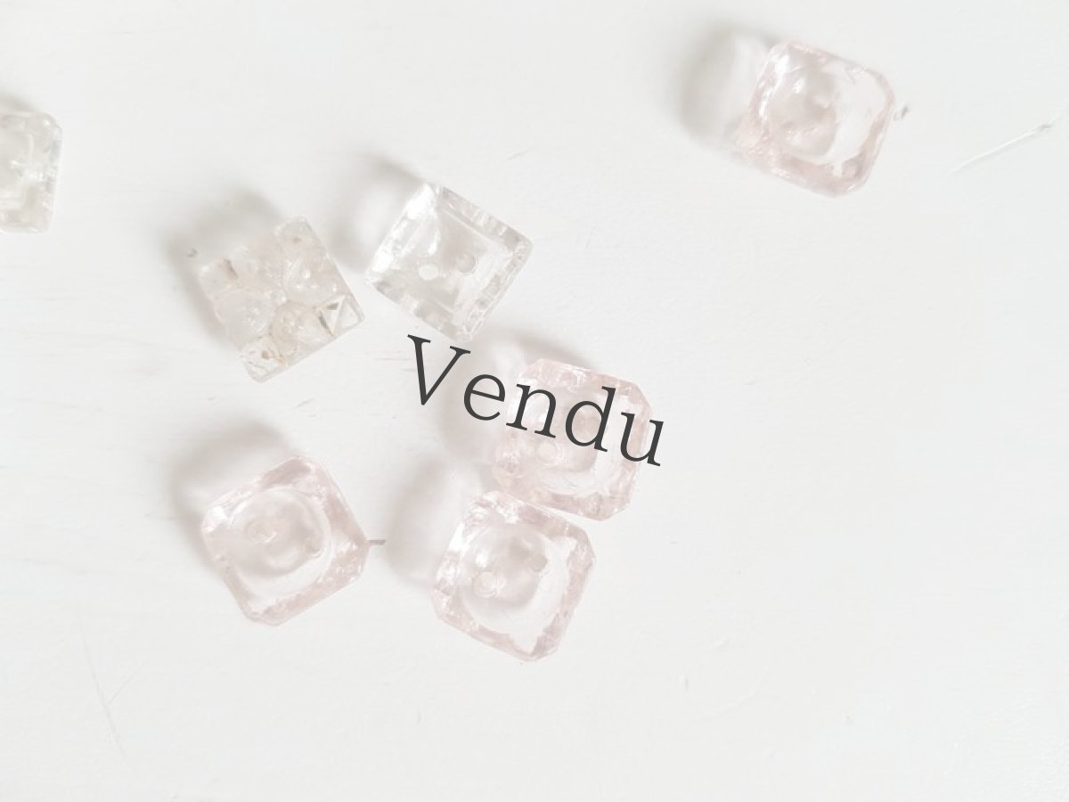 画像5: フランスアンティーク　スクエア型ガラスボタン3種セット 8-9mm (5)