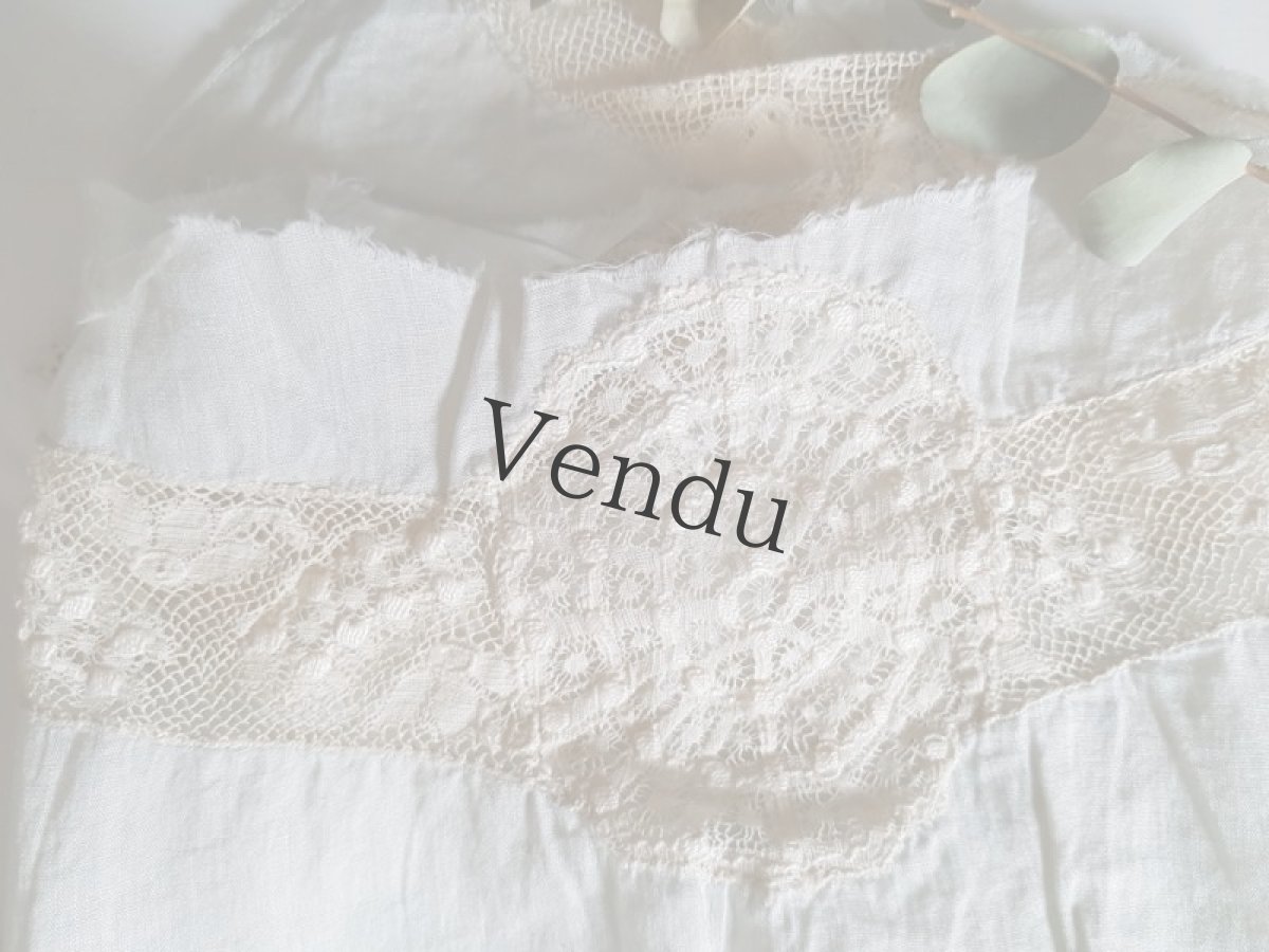 画像3: フランスアンティーク　パウダーブルーの端切れ (3)