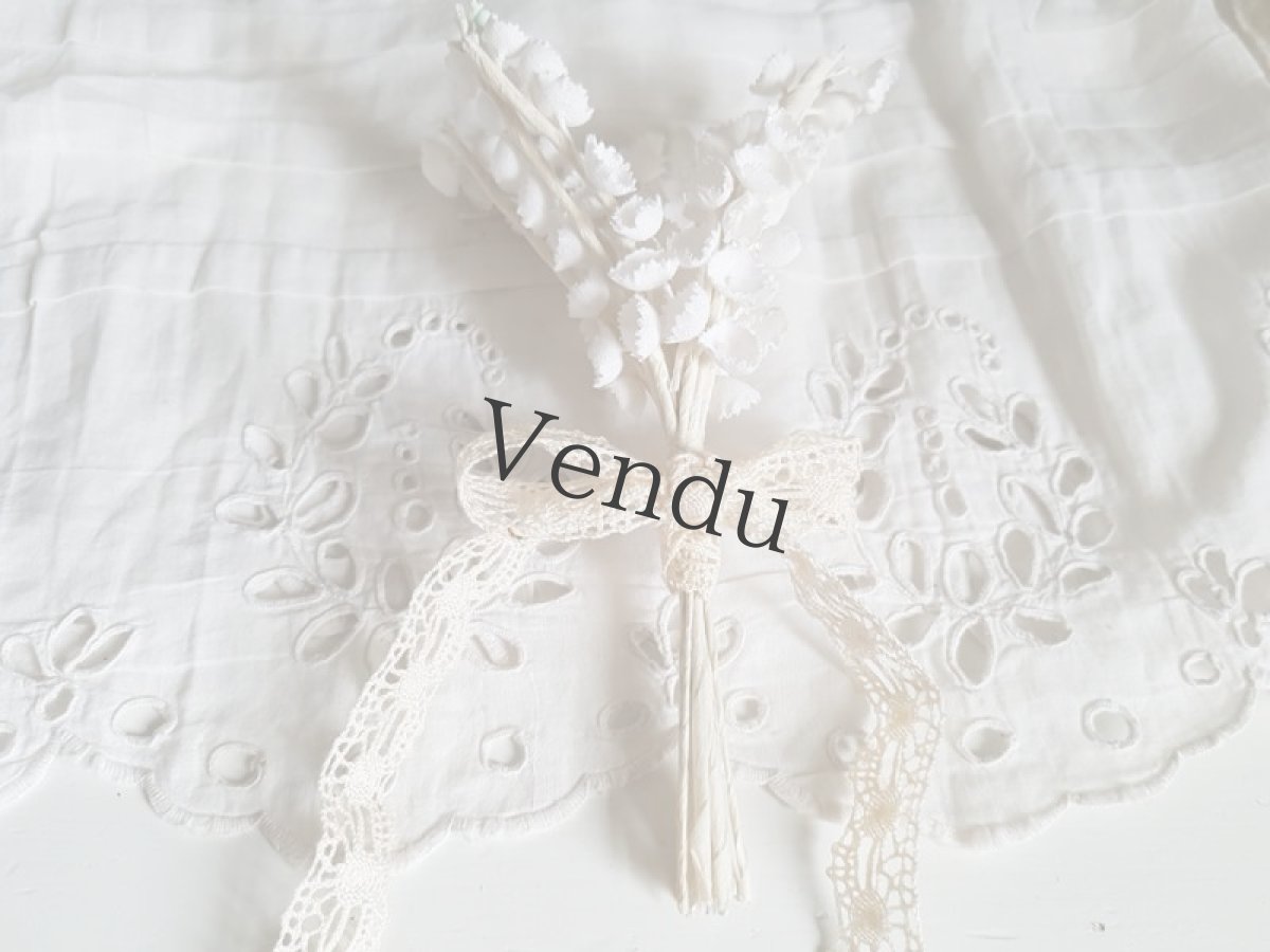 画像5: フランスヴィンテージ　鈴蘭の布花ブーケ　白 (5)