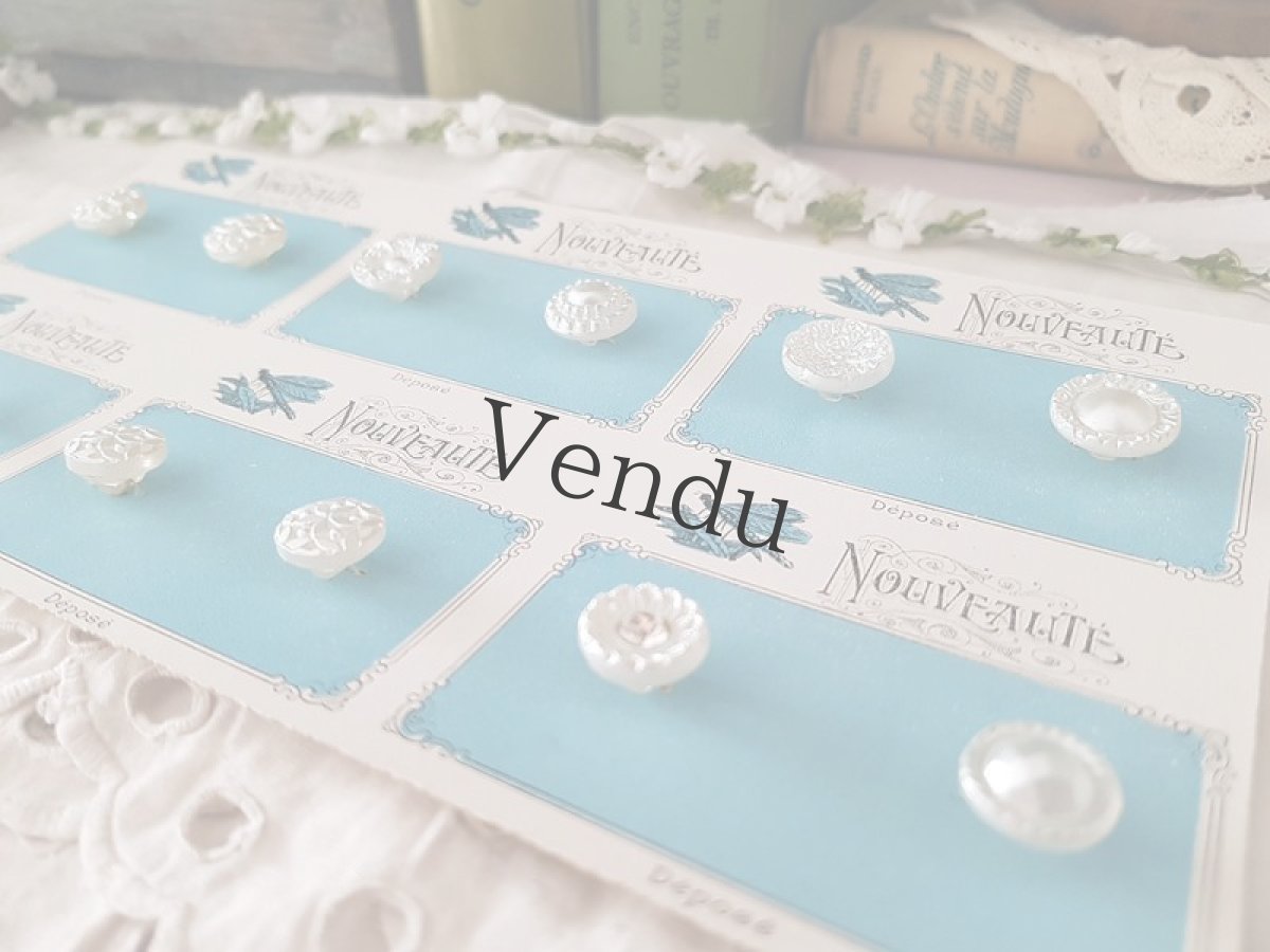 画像3: フランス蚤の市　パールペイントガラスボタンシート (3)