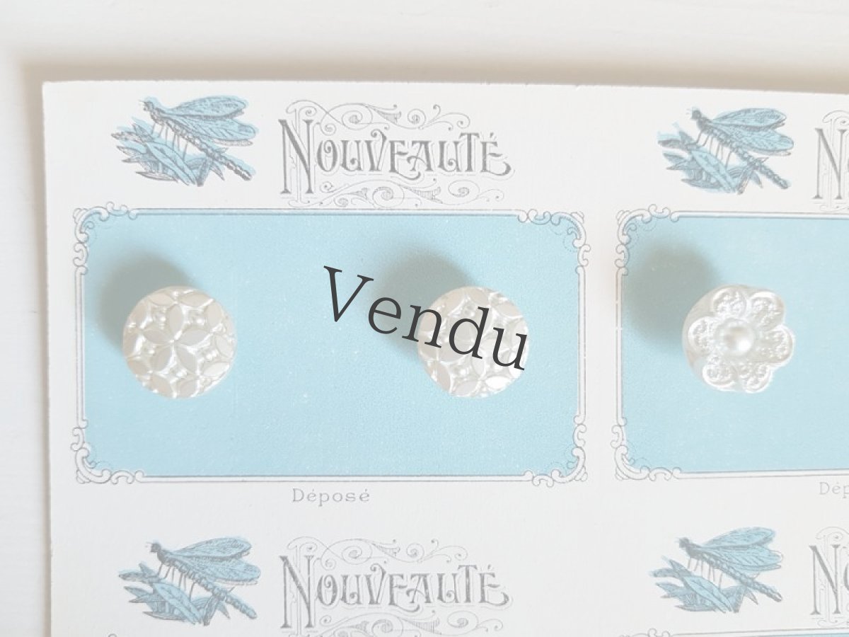 画像4: フランス蚤の市　パールペイントガラスボタンシート (4)