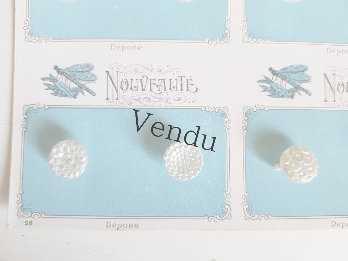 画像7: フランス蚤の市　パールペイントガラスボタンシート (7)