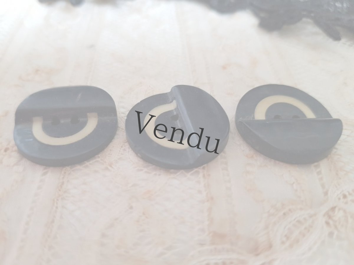 画像2: フランスアンティーク　アールデコガラリットボタン 22ｍｍ　３個セット (2)