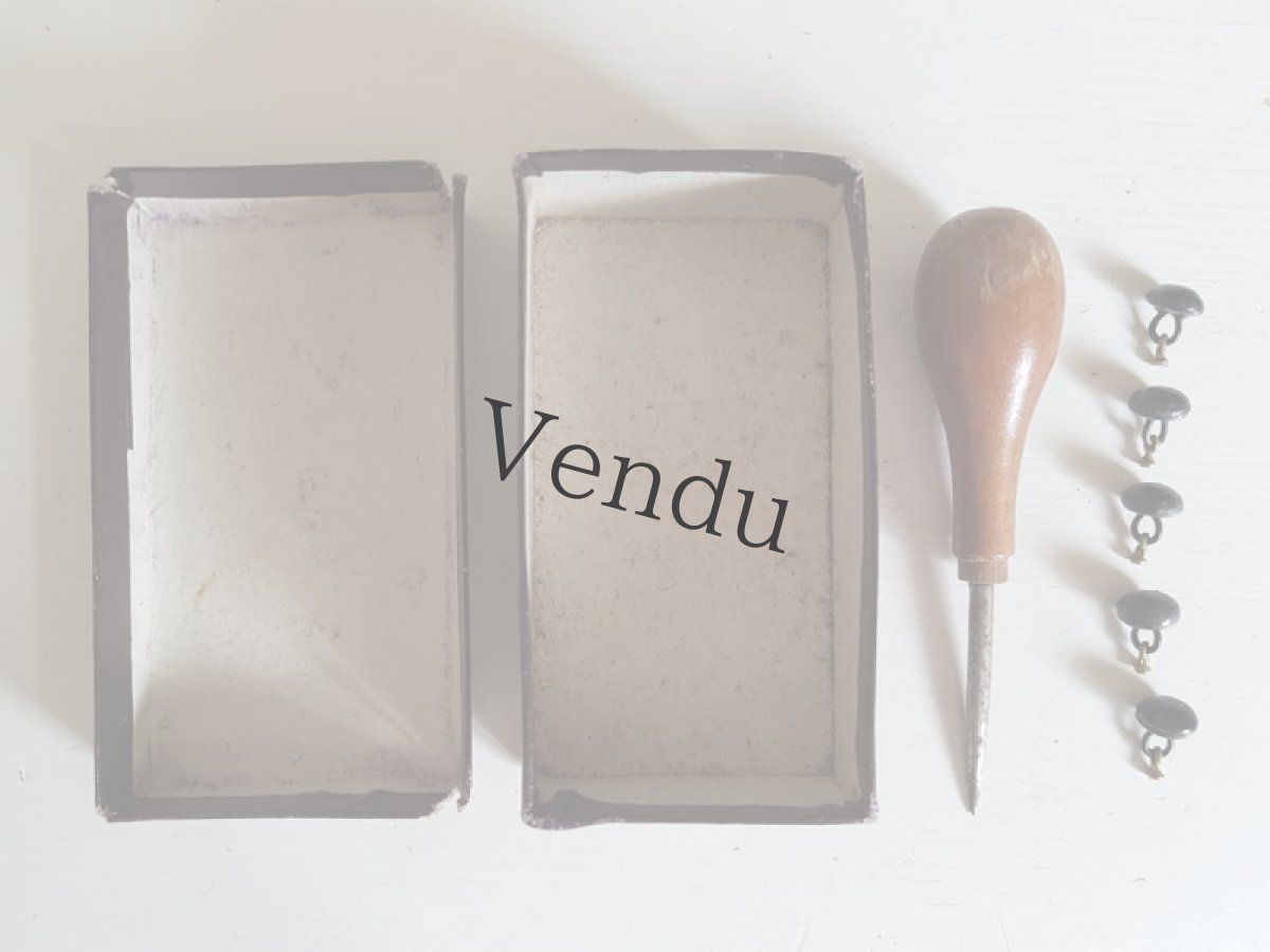 画像5: フランスアンティーク　1900年前後　箱入り専用工具つきブーツ用ボタン (5)