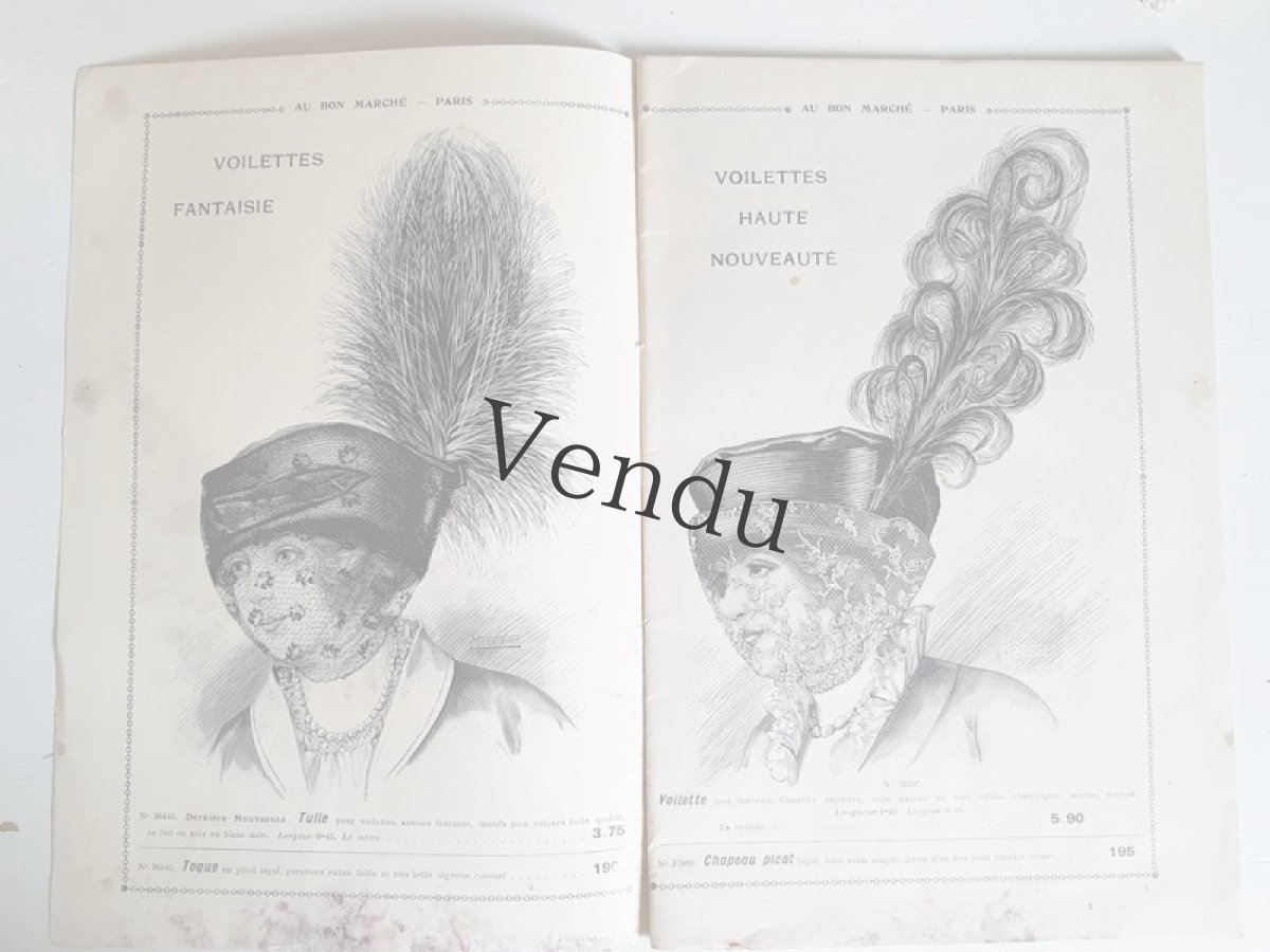 画像2: フランスアンティーク 1910年代 Au Bon Marché Paris / Voilette, Ruches, Tulles カタログII (2)