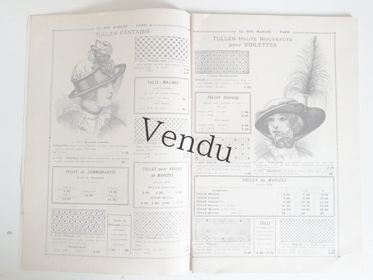 画像4: フランスアンティーク 1910年代 Au Bon Marché Paris / Voilette, Ruches, Tulles カタログII (4)