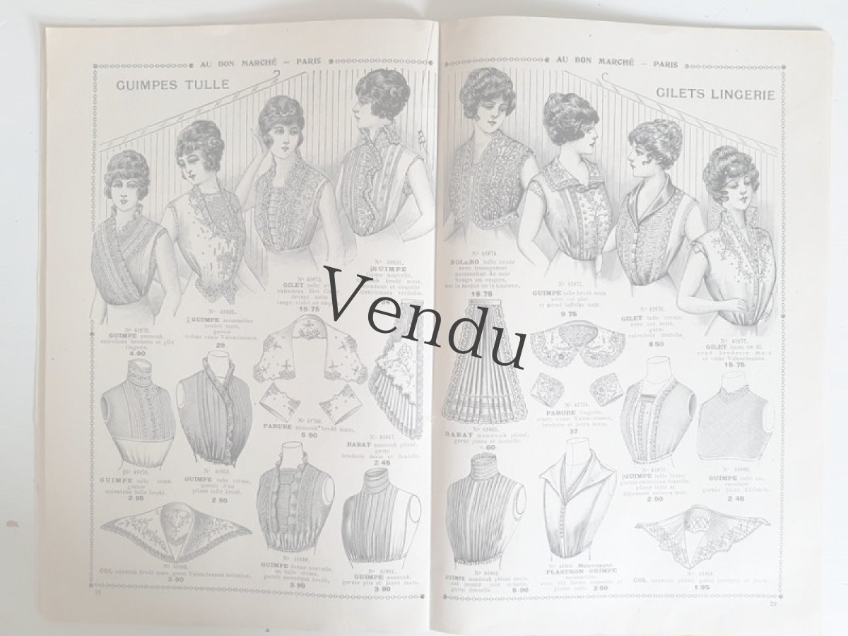 画像10: フランスアンティーク 1910年代 Au Bon Marché Paris / Voilette, Ruches, Tulles カタログII (10)