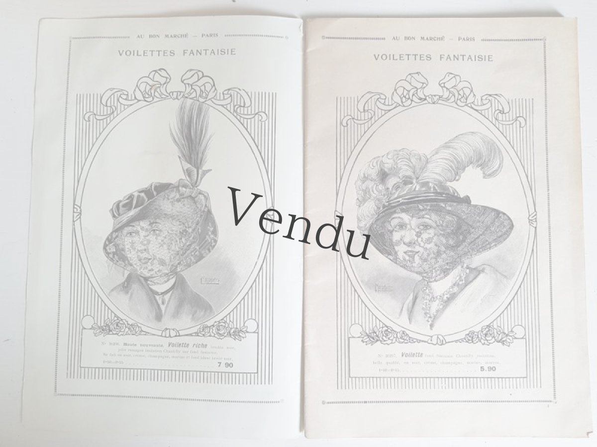 画像2: フランスアンティーク 1910年代 Au Bon Marché Paris / Voilette, Ruches, Tulles カタログ I (2)