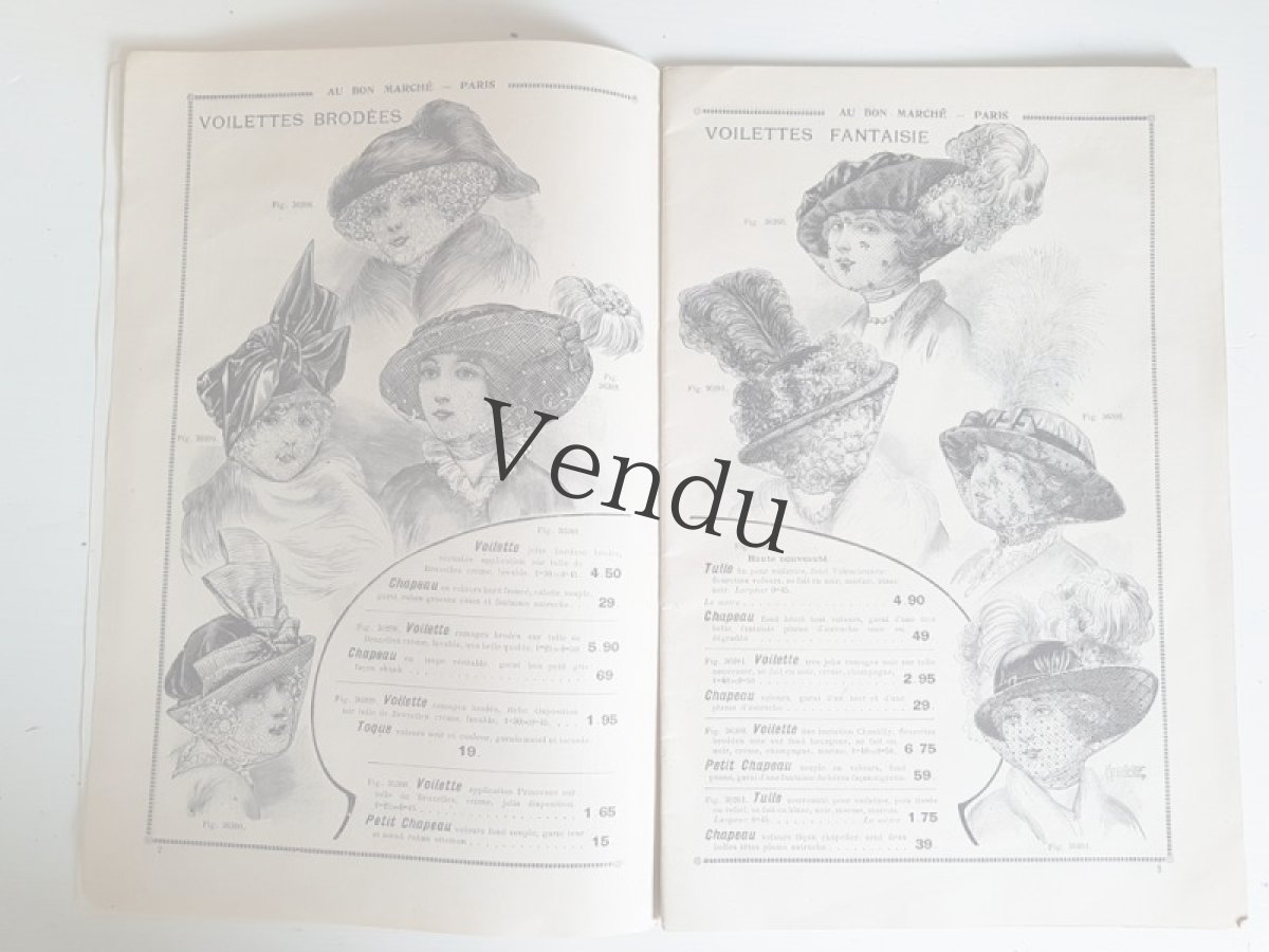 画像3: フランスアンティーク 1910年代 Au Bon Marché Paris / Voilette, Ruches, Tulles カタログ I (3)