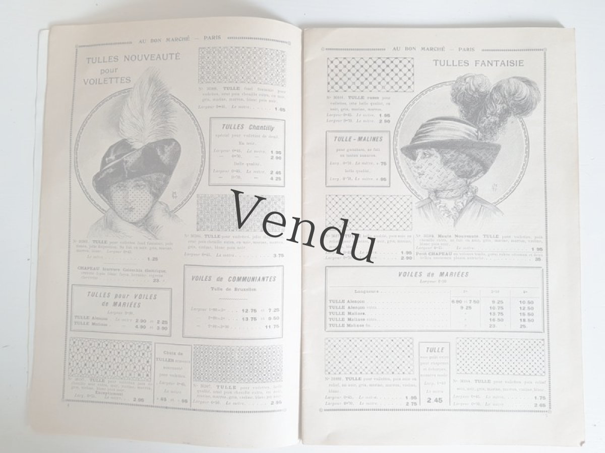 画像4: フランスアンティーク 1910年代 Au Bon Marché Paris / Voilette, Ruches, Tulles カタログ I (4)