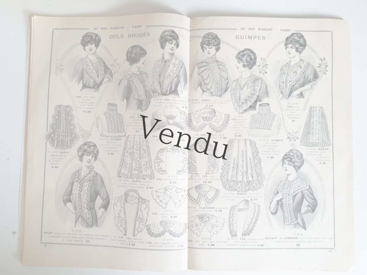 画像12: フランスアンティーク 1910年代 Au Bon Marché Paris / Voilette, Ruches, Tulles カタログ I (12)