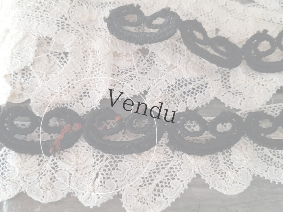 画像9: フランスアンティーク　刺繍テープ ノワール ２種 (9)