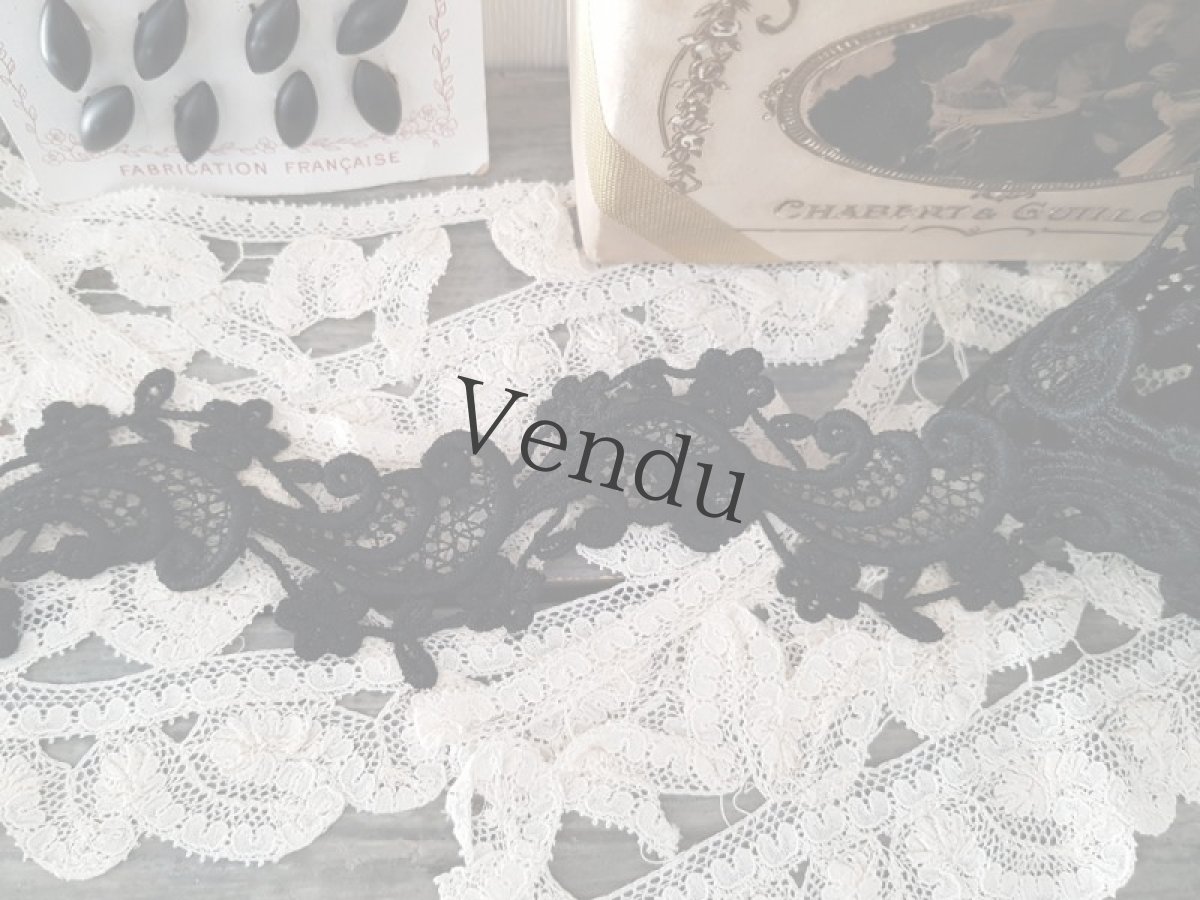 画像5: フランスアンティーク　刺繍テープ ノワール ２種 (5)