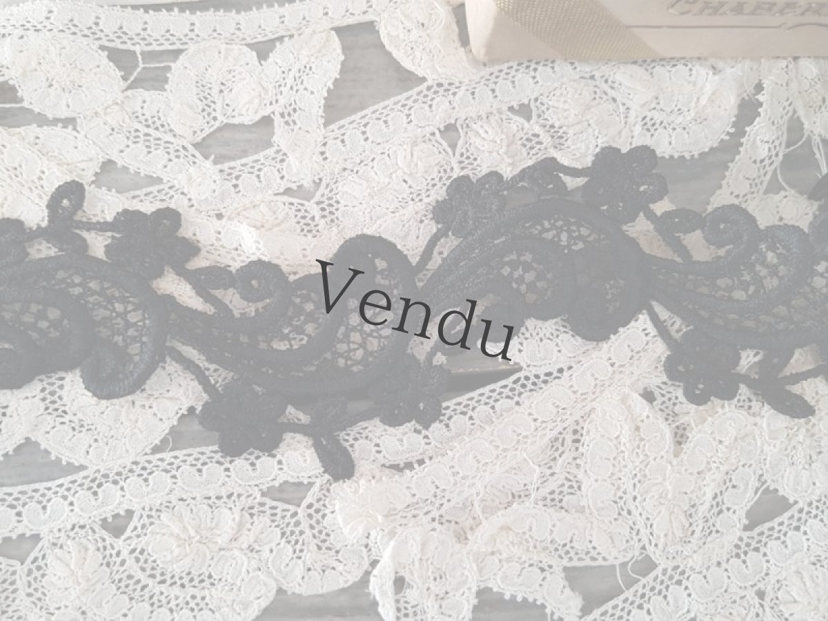 画像6: フランスアンティーク　刺繍テープ ノワール ２種 (6)