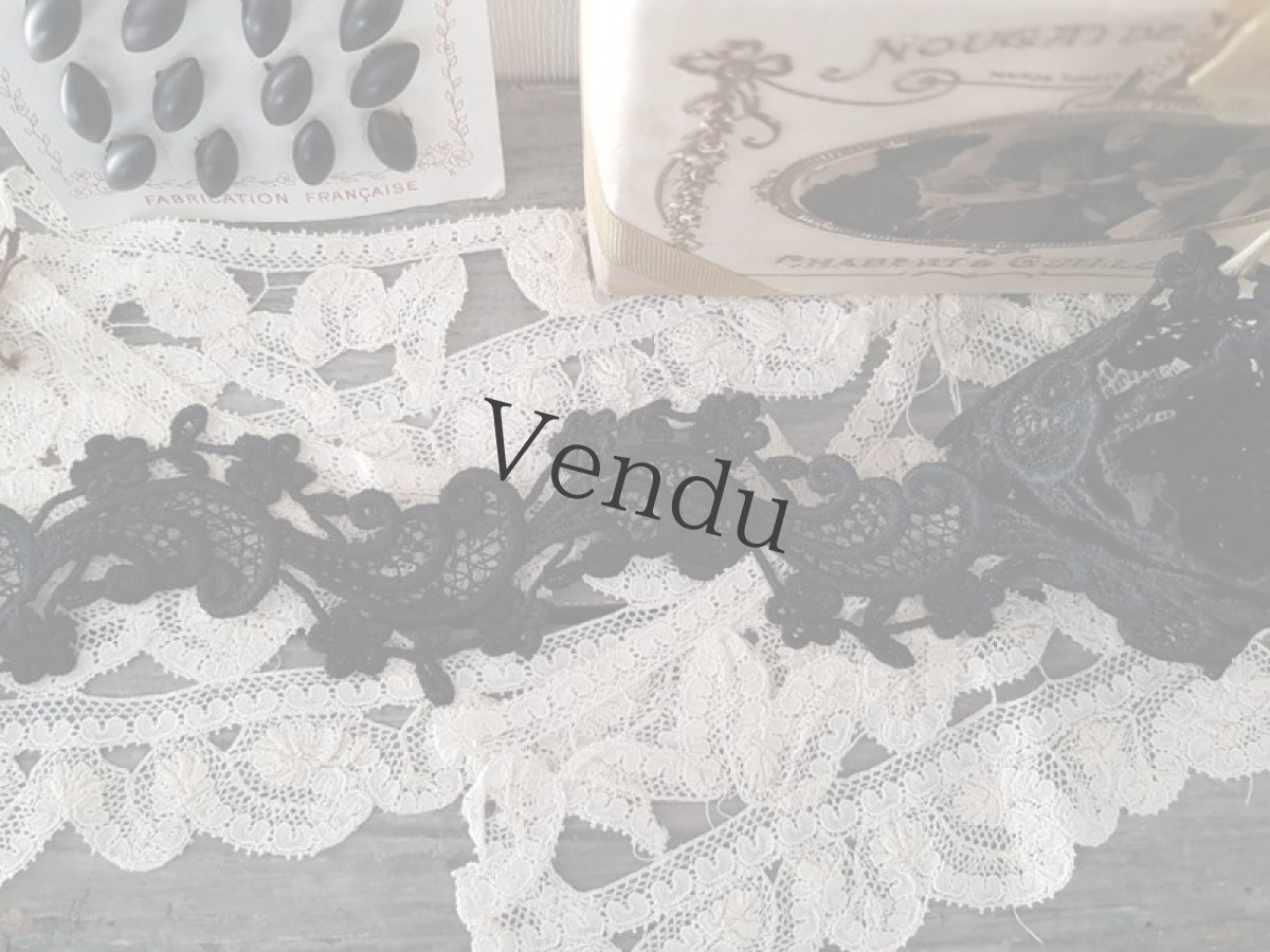 画像7: フランスアンティーク　刺繍テープ ノワール ２種 (7)
