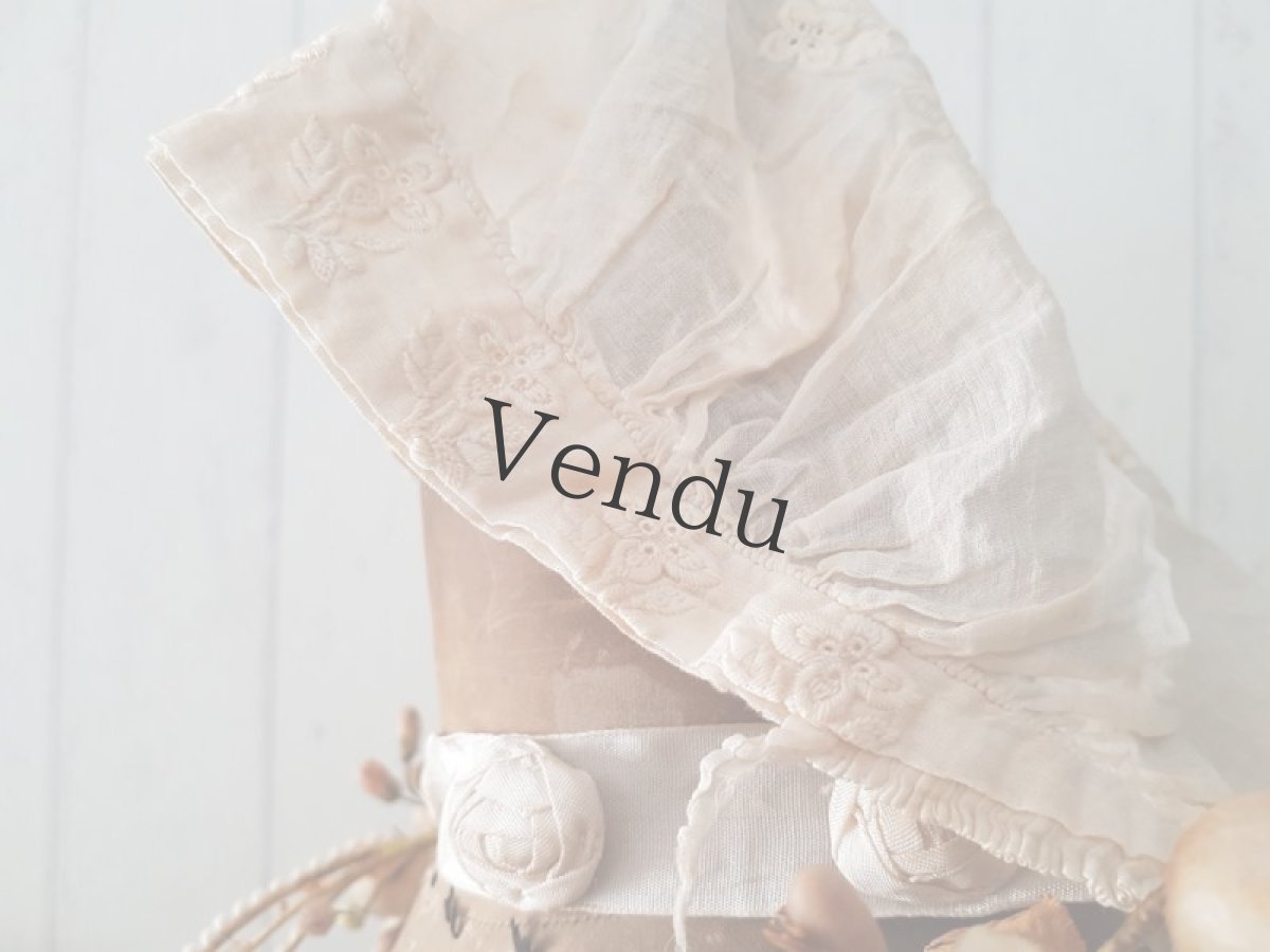 画像3: フランスアンティーク 1900年代頃　白糸刺繍のボネ (3)