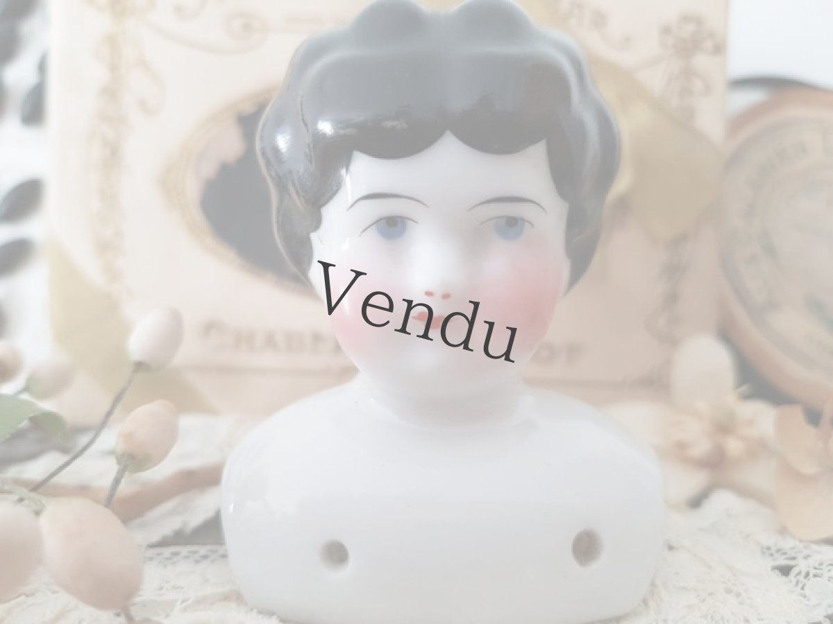 画像2: ドイツアンティーク  チャイナヘッドドール ショルダーヘッド (2)