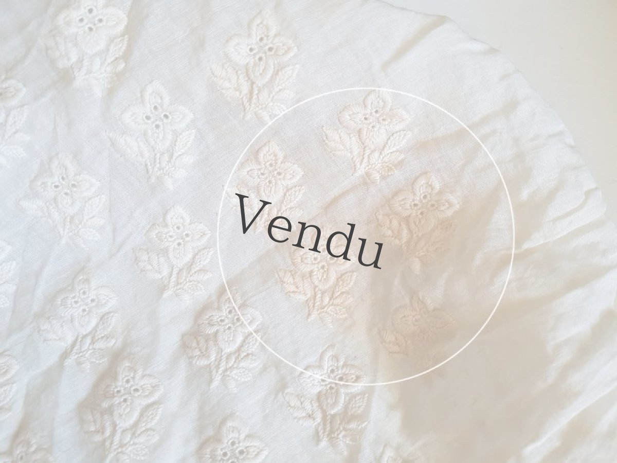 画像10: フランスアンティーク 1900年代頃　白糸刺繍のボネ (10)