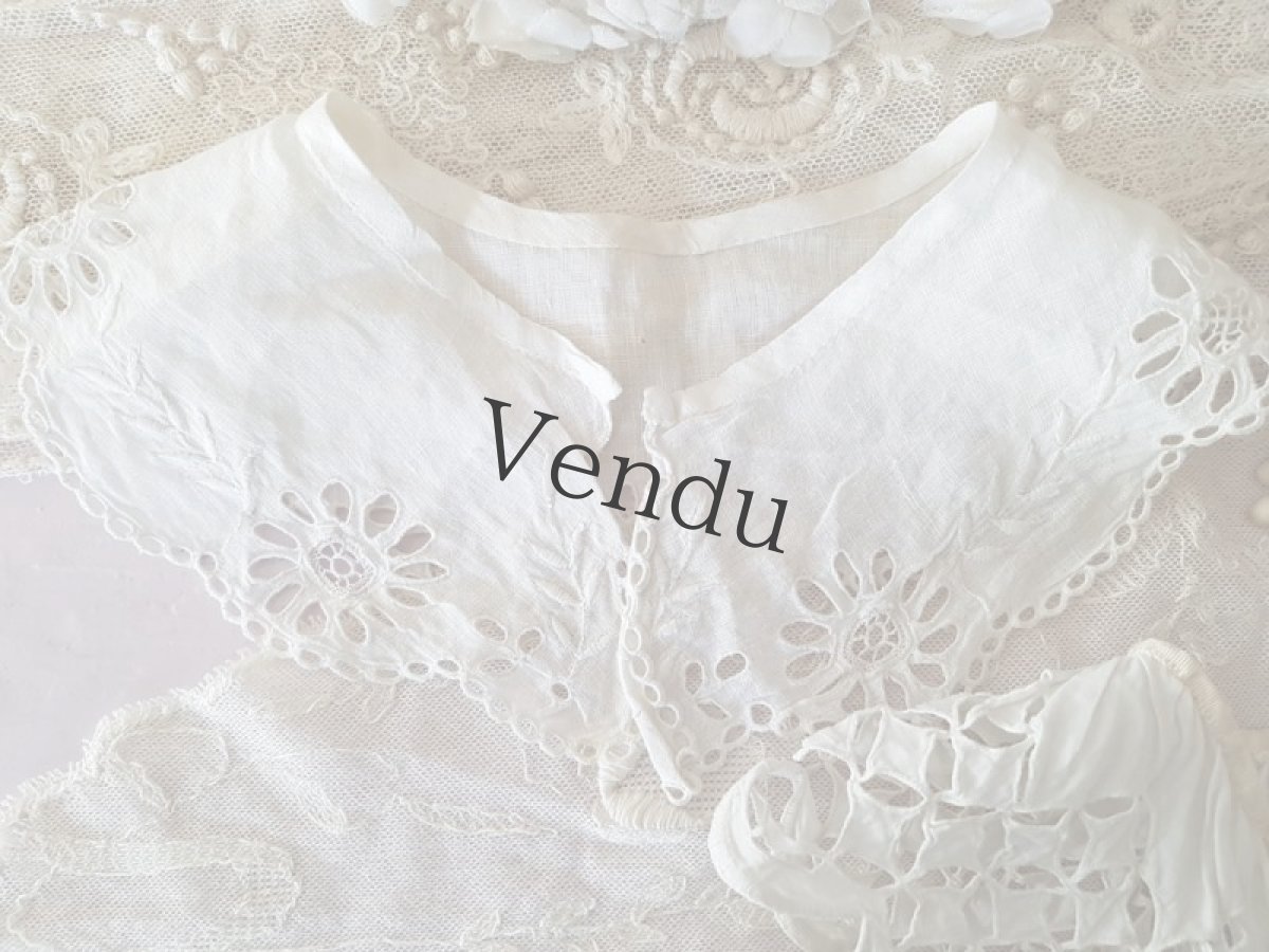 画像2: フランスアンティーク　カットワーク刺繍のちいさなつけ襟 2枚組 (2)