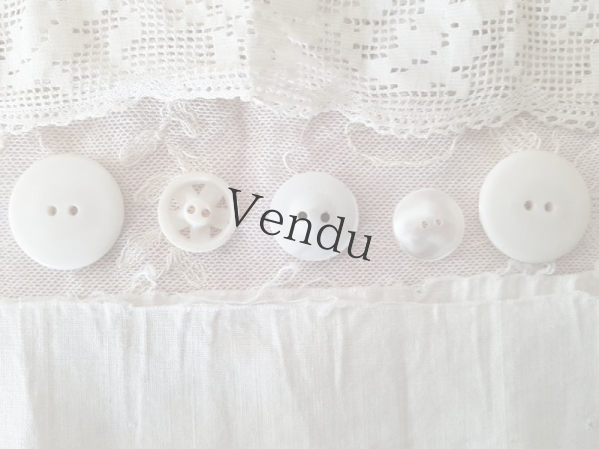 画像7: フランスアンティーク　レースとボタンのセット Blanc A (7)