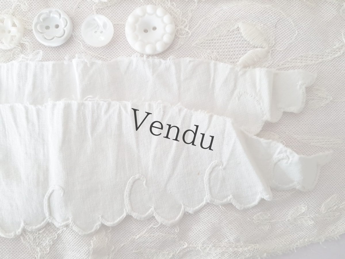 画像10: フランスアンティーク　レースとボタンのセット Blanc A (10)