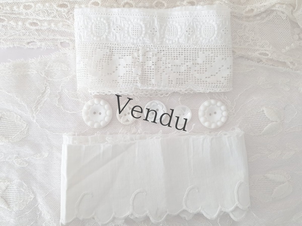 画像5: フランスアンティーク　レースとボタンのセット Blanc A (5)