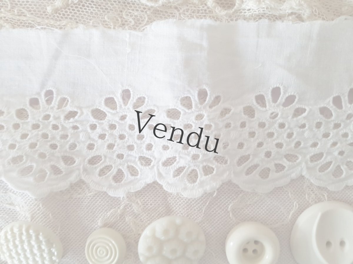 画像3: フランスアンティーク　レースとボタンのセット Blanc B (3)