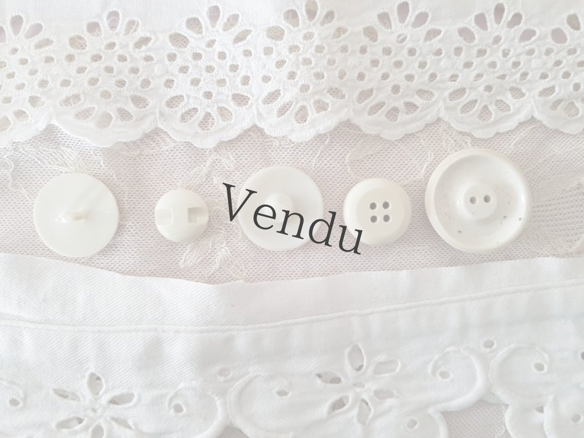 画像8: フランスアンティーク　レースとボタンのセット Blanc B (8)