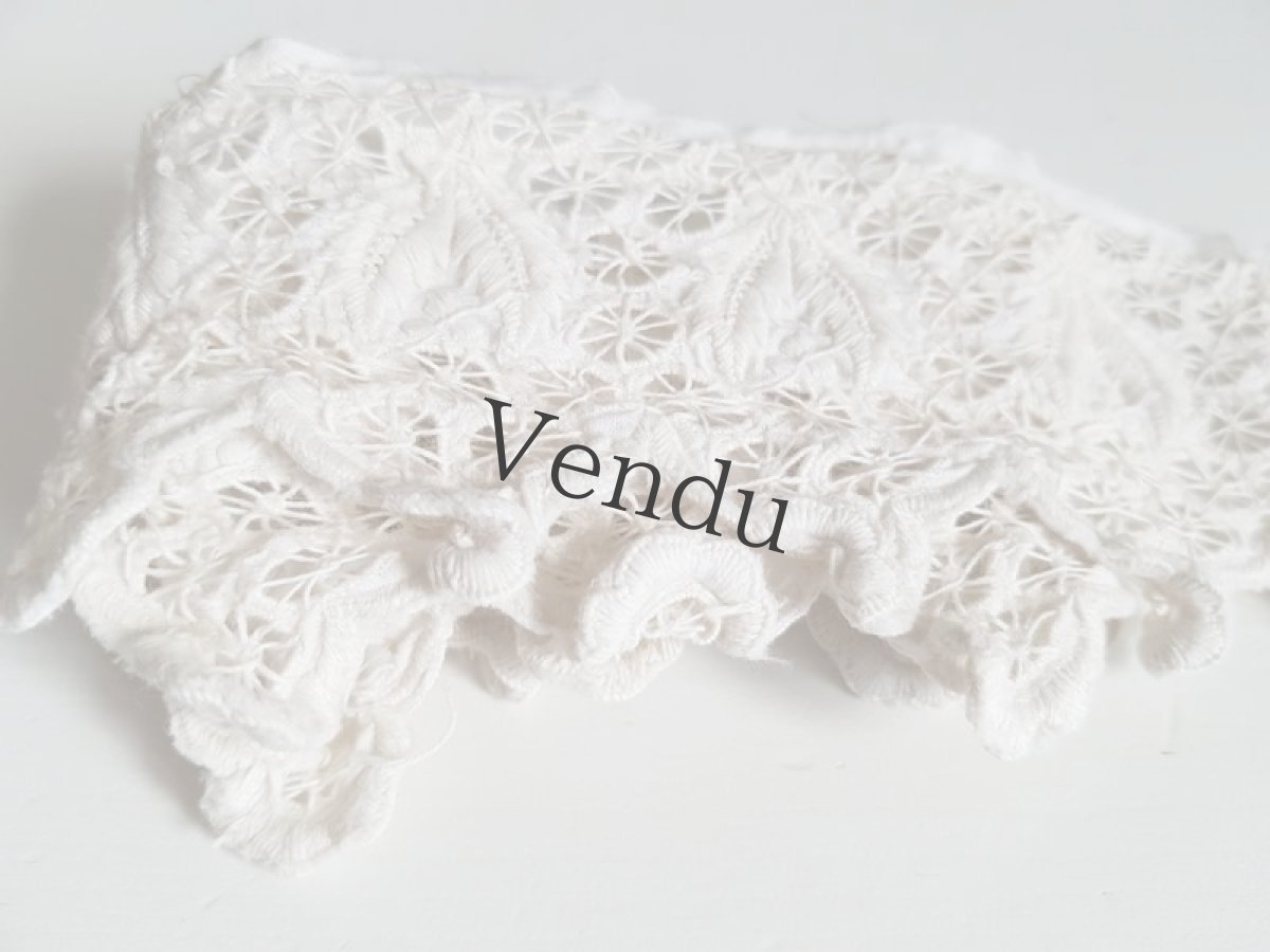 画像4: フランスアンティーク　白糸刺繍スカラップレース 67cm (4)