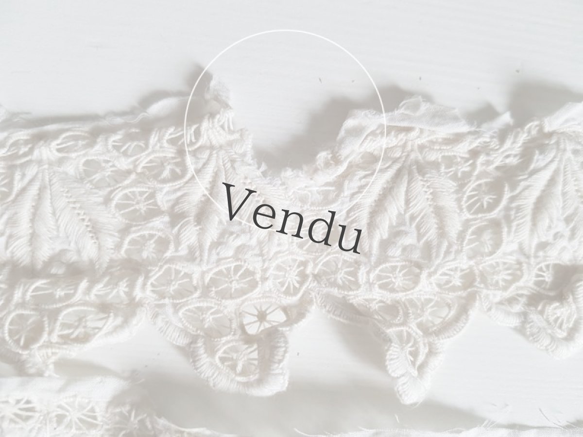 画像5: フランスアンティーク　白糸刺繍スカラップレース 67cm (5)