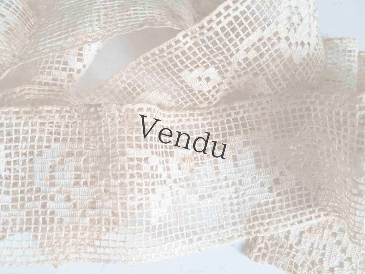 画像3: フランスアンティーク　ばらのフィレレース 141cm (3)