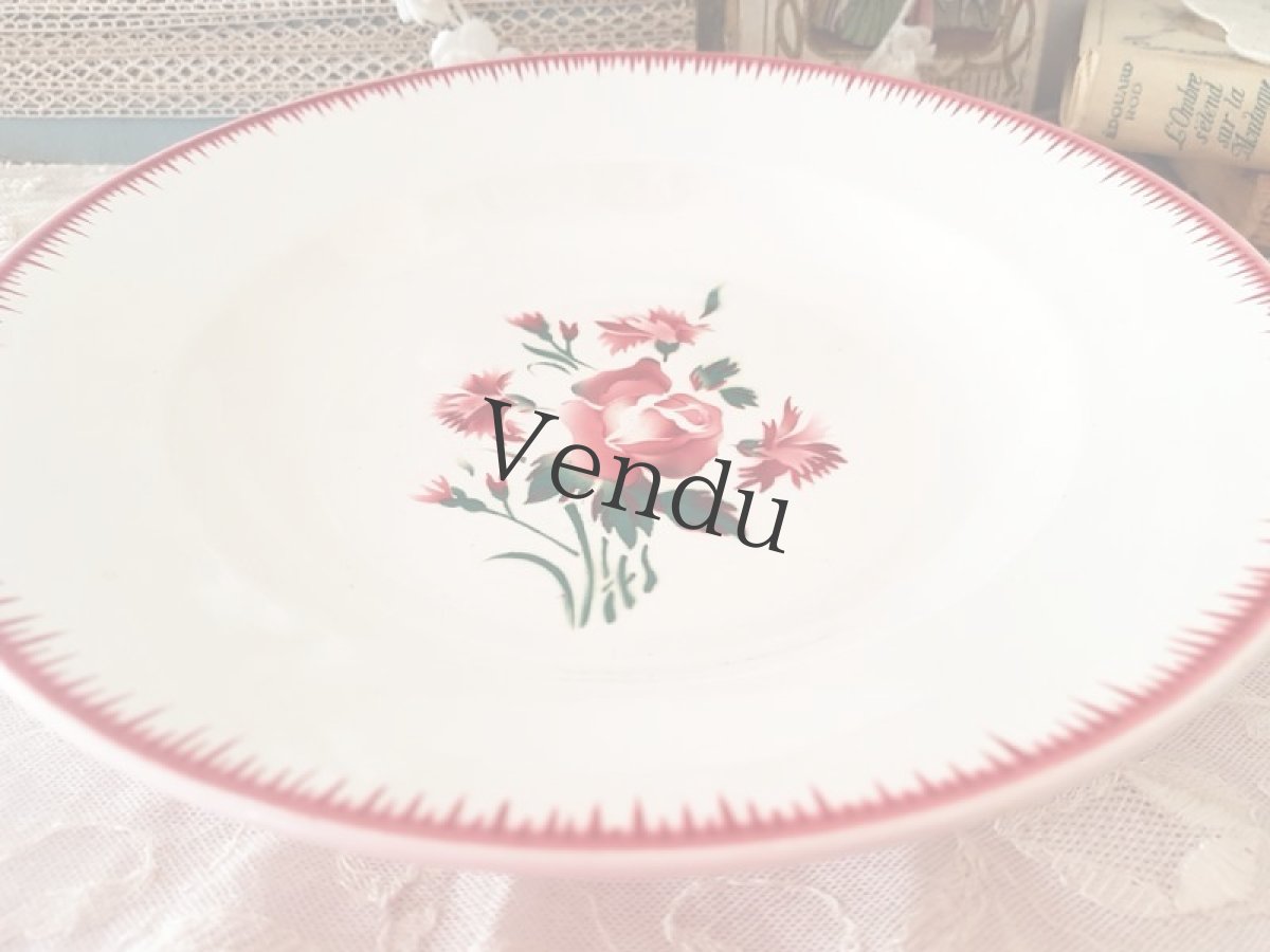 画像5: フランスアンティーク　ディゴアン サルグミンヌ　ばらとカーネーションのお皿２枚セット (5)