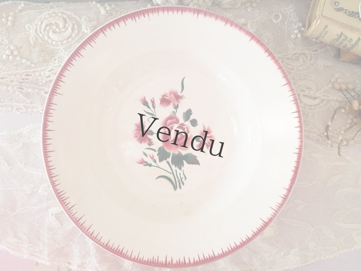 画像8: フランスアンティーク　ディゴアン サルグミンヌ　ばらとカーネーションのお皿２枚セット (8)