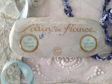 画像5: フランスアンティーク 1930年代 水色のサテンリボン Satin de France (5)