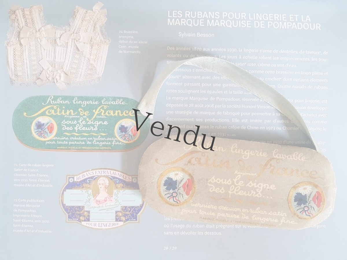 画像9: フランスアンティーク 1930年代 水色のサテンリボン Satin de France (9)