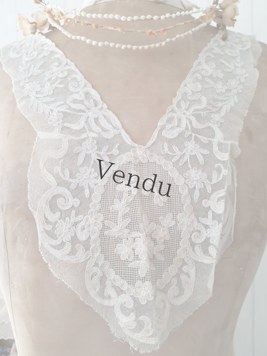 画像5: フランスアンティーク　1900年代　胸元から背中まで繋がるレースパーツ (5)