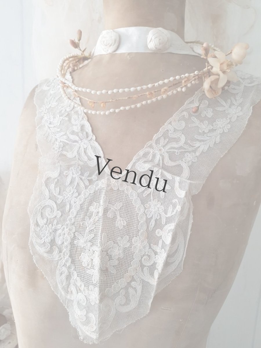 画像6: フランスアンティーク　1900年代　胸元から背中まで繋がるレースパーツ (6)