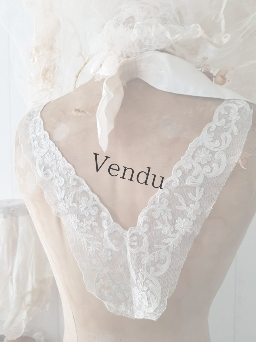 画像8: フランスアンティーク　1900年代　胸元から背中まで繋がるレースパーツ (8)