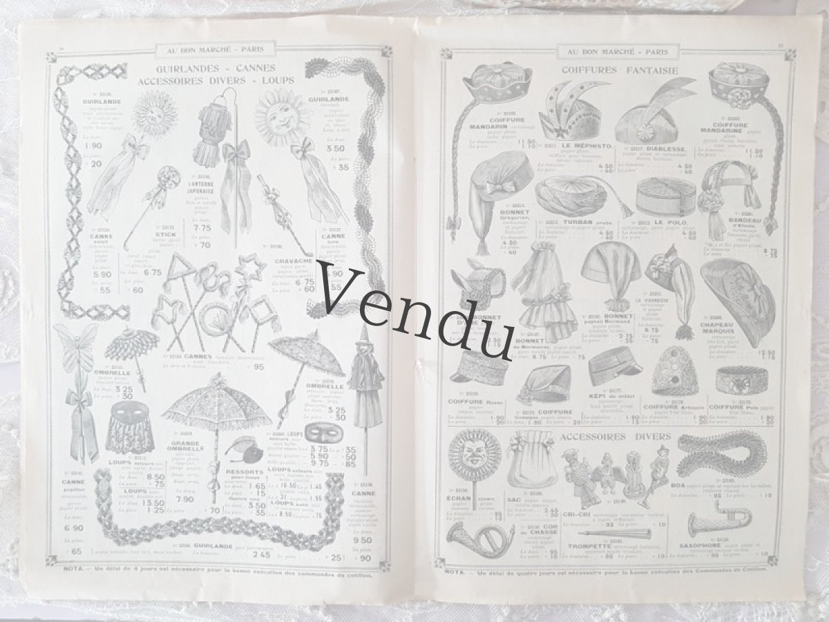 画像6: フランスアンティーク 1910年代 Au Bon Marché Paris / Rubans Fleurs et Plumes (6)