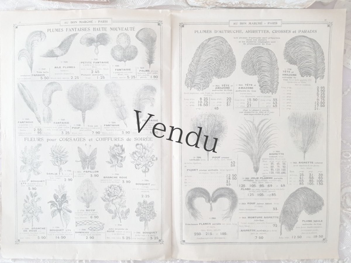 画像8: フランスアンティーク 1910年代 Au Bon Marché Paris / Rubans Fleurs et Plumes (8)