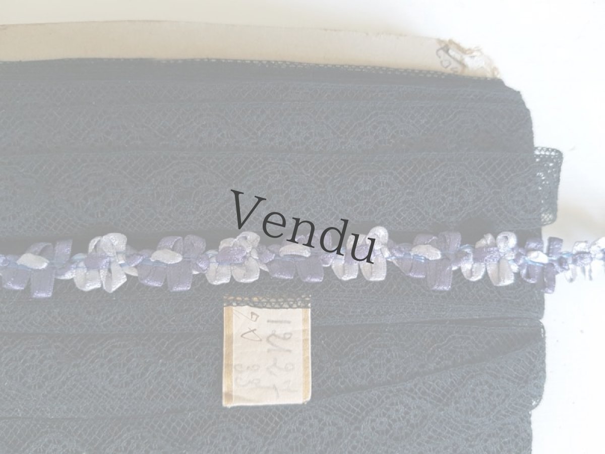 画像5: フランスヴィンテージ　夜色のロココリボン 84cm (5)