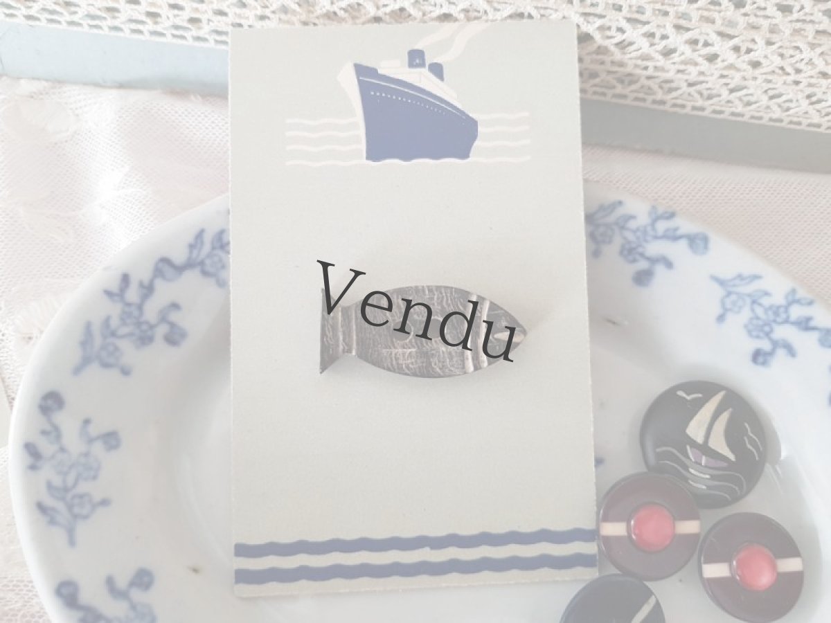 画像5: フランスヴィンテージ　木製お魚ボタン 35mm (5)