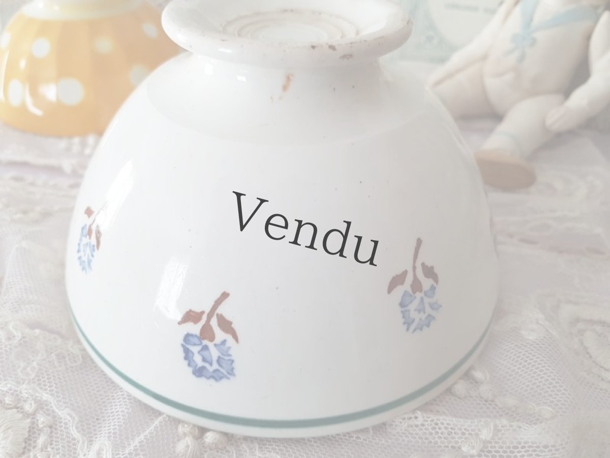 画像2: フランス 1930-1940年 青いカーネーションのカフェオレボウル (2)