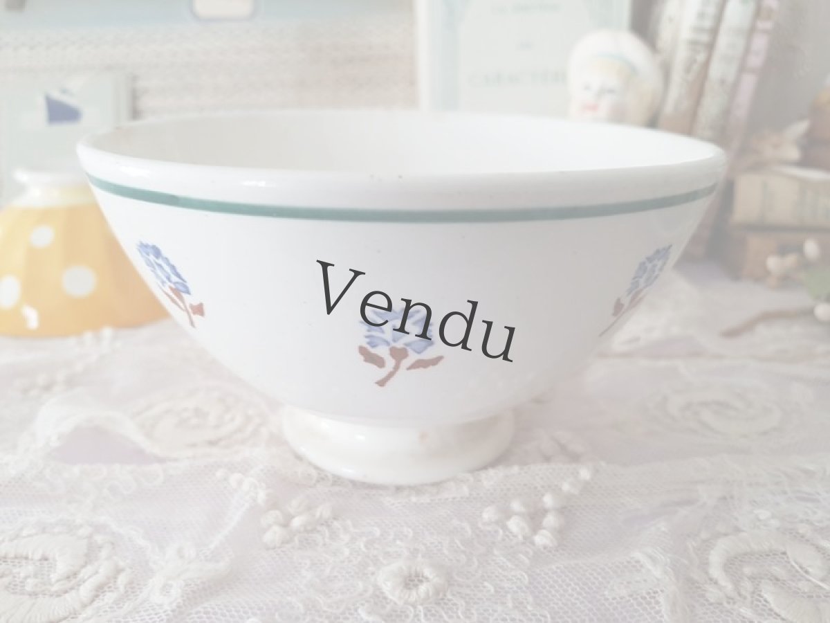 画像3: フランス 1930-1940年 青いカーネーションのカフェオレボウル (3)