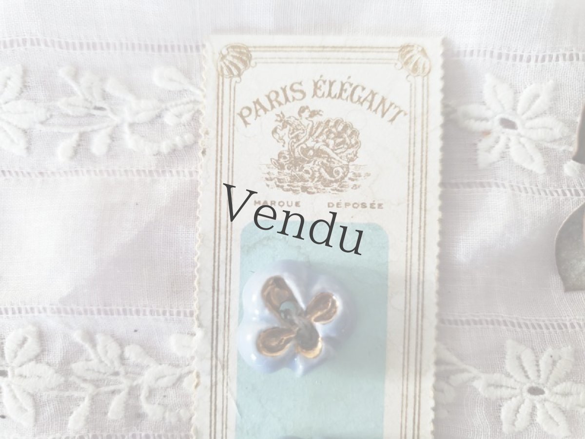 画像2: フランスヴィンテージ　クローバーの陶器ボタンシート 18mm (2)