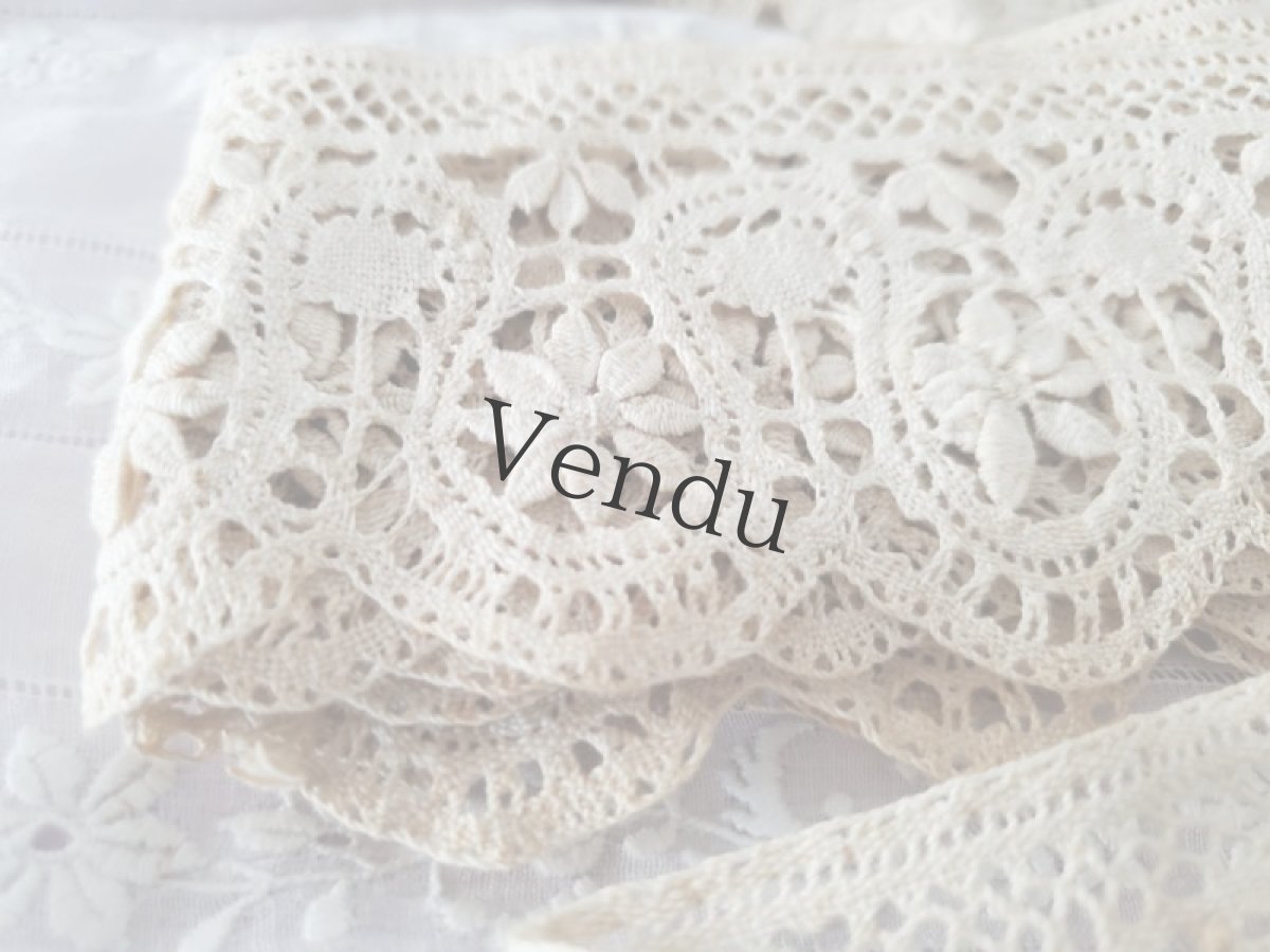 画像3: フランスアンティーク　お花のスカラップレース 60cm〜 (3)